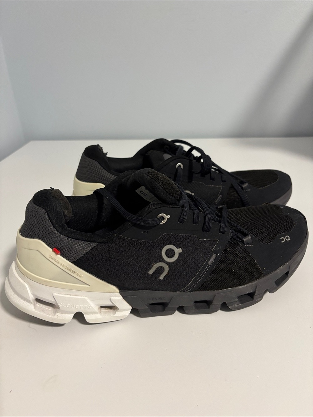 On Clouds Men's Athletic Shoes — Black with White Midsole